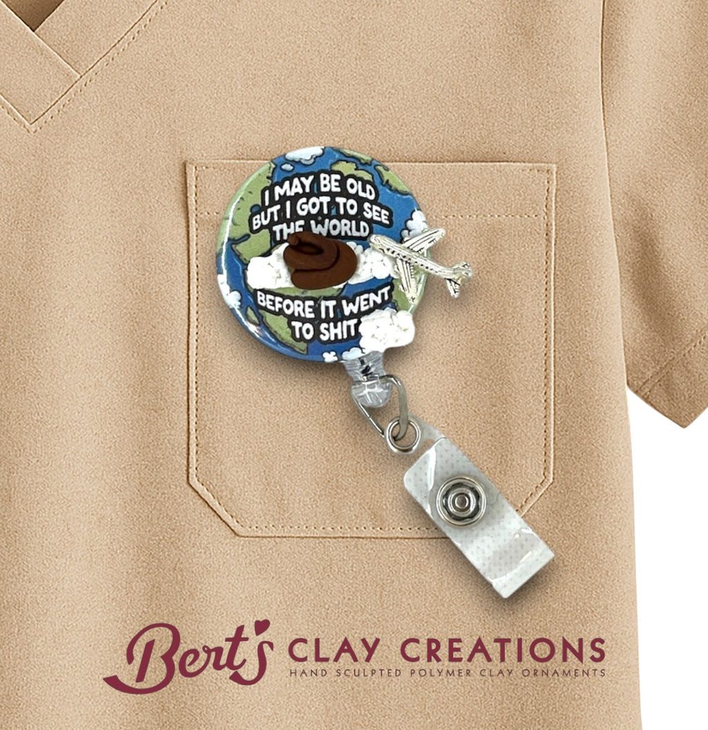 Swappable Badge Reel Topper – Funny Globe ID Clip – Interchangeable Lanyard Accessory – MRI Safe – Nurse Gift – Travel Badge Charm