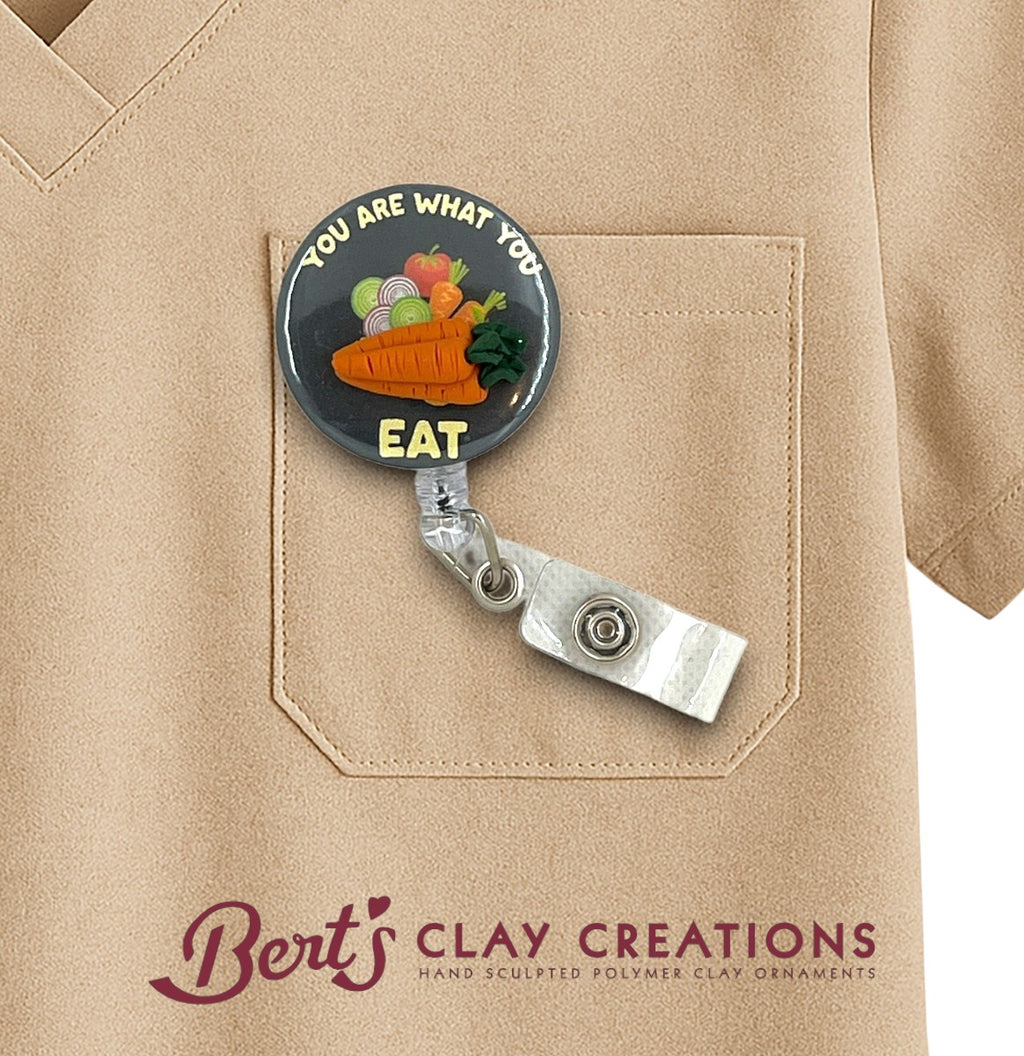 Swappable Badge Reel Topper Interchangeable You Are What You Eat, Nutritionist Badge Reel, Dietitian Badge, Retractable ID Holder