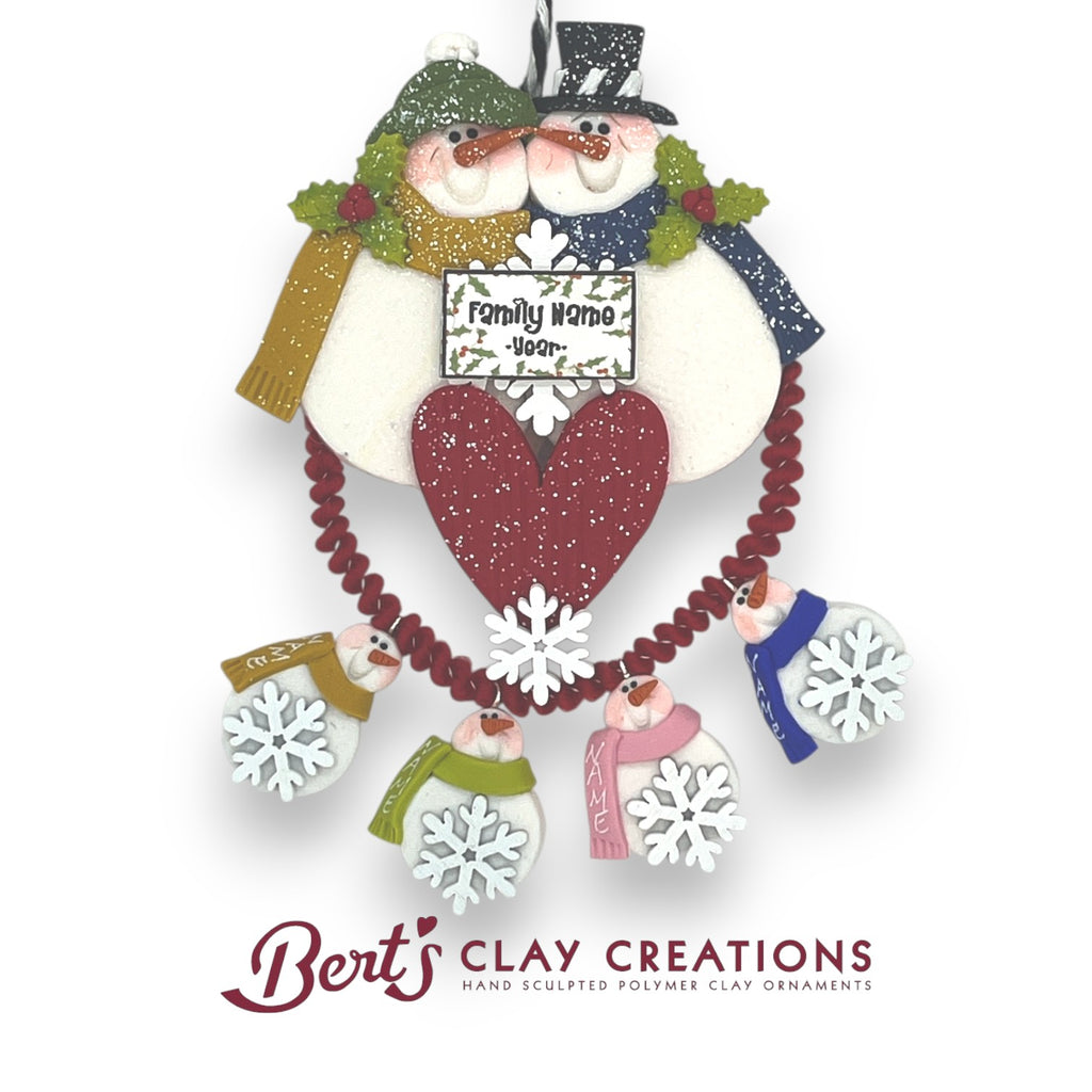 Snowman Family Heart Ornament