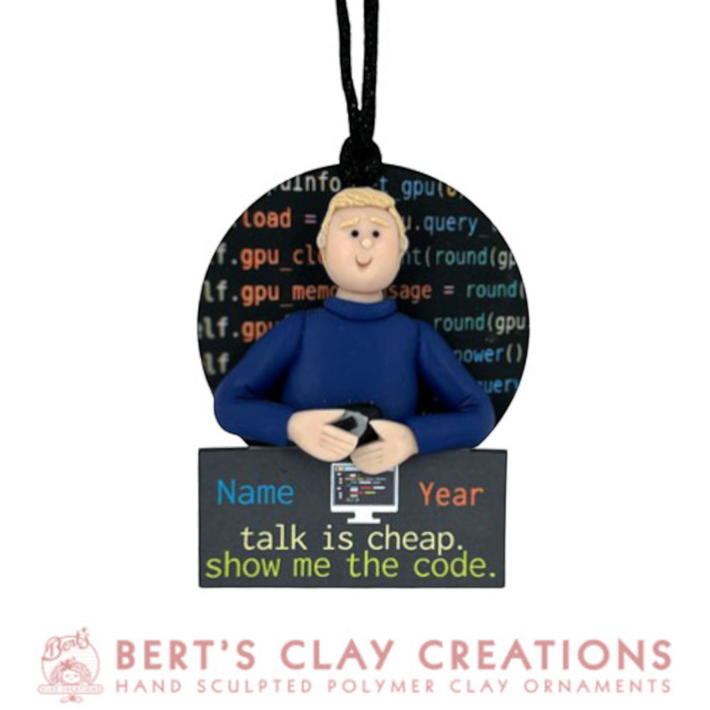 Computer Programmer or IT Specialist Ornament - Bert's Clay Creations