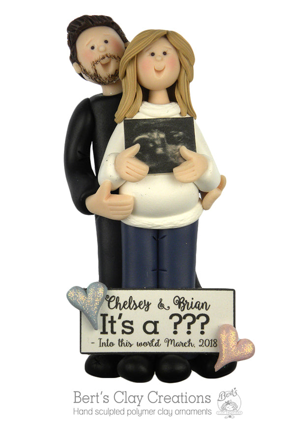 Expecting Couple Ornament - Bert's Clay Creations