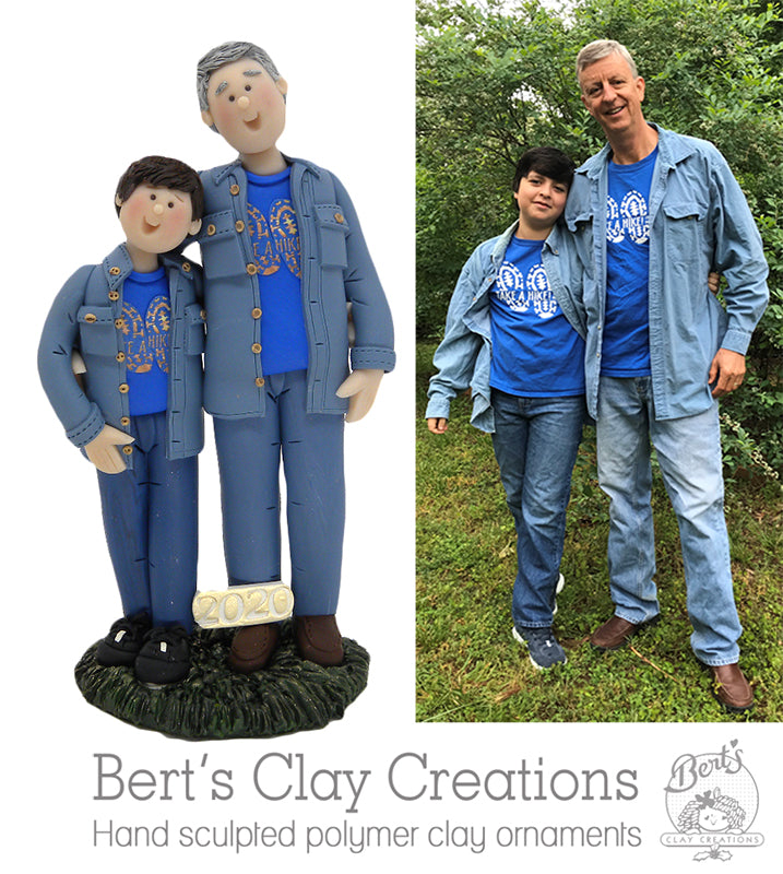 CUSTOM Father, Grandfather & Son Ornament/Figurine - Bert's Clay Creations