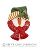 Pin - Snowman Face - Classic Colors - Bert's Clay Creations
