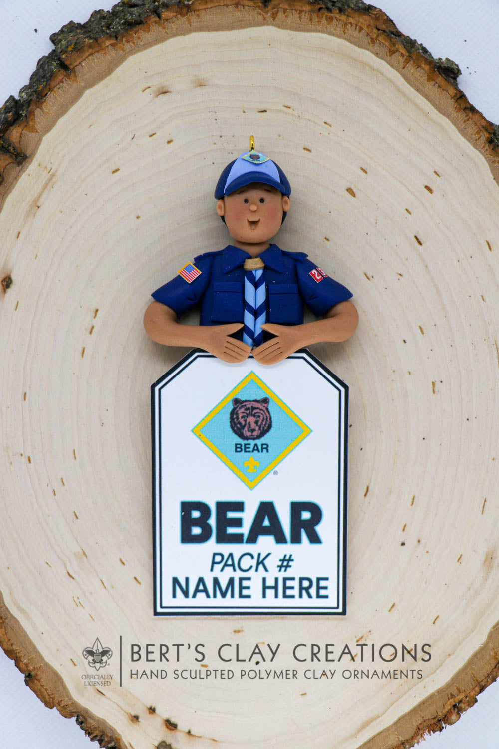 BSA - Bear Scout Ornament (Bust Version) - Bert's Clay Creations