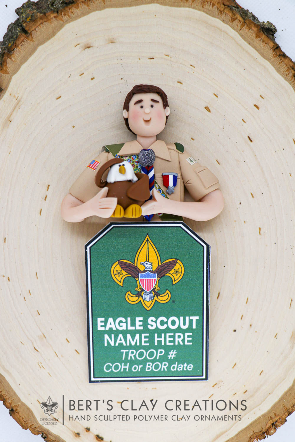 BSA - Eagle Scout Ornament (Bust Version) - Bert's Clay Creations